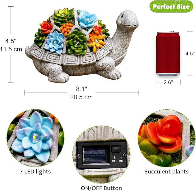 Turtle Solar Lawn Figurine Light, Waterproof