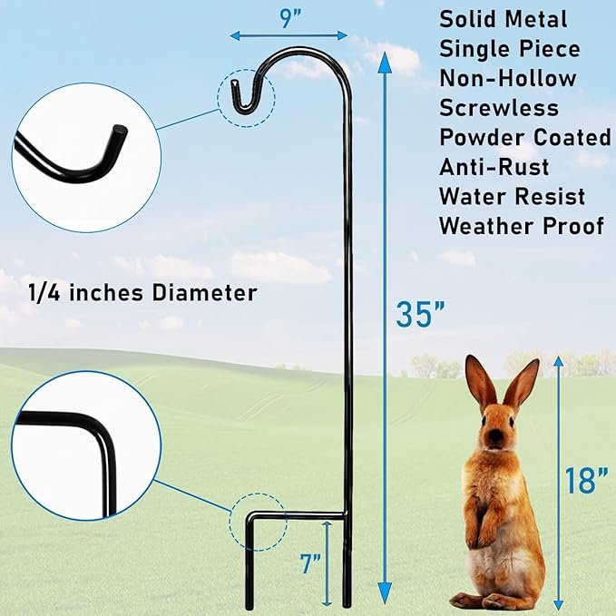 4-Pack 35" Shepherd's Hooks, Heavy-Duty Garden Stakes