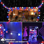 Patriotic Star Fairy Lights 51ft, Battery LED