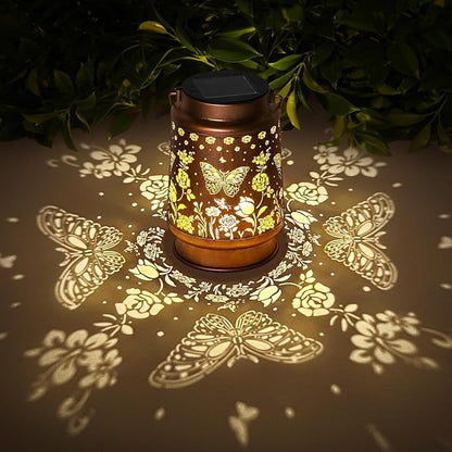 Solar Lanterns Outdoor Waterproof Garden Decor Christmas Gifts for Women Mom Birthday Gifts Ideas Metal Bird Decorative LED for Patio Pathway Landscape Walkway Terrace Balcony Lawn Yard (Butterfly)