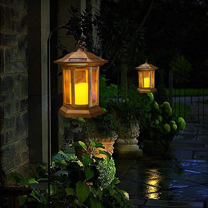 Rustic Courtyard Solar Lanterns for Garden, Waterproof LED