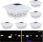 White Solar Deck Post Lights, Outdoor LED Caps