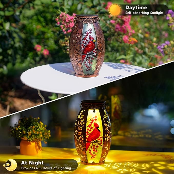 STARSOUL Solar Lantern Outdoor Waterproof, Hanging Solar Lantern for Patio Garden Yard Decor, Cardinal Memorial Gifts for Loss of Love one, Bereavement Sympathy Gift