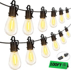 100ft Outdoor Edison String Lights, Weatherproof