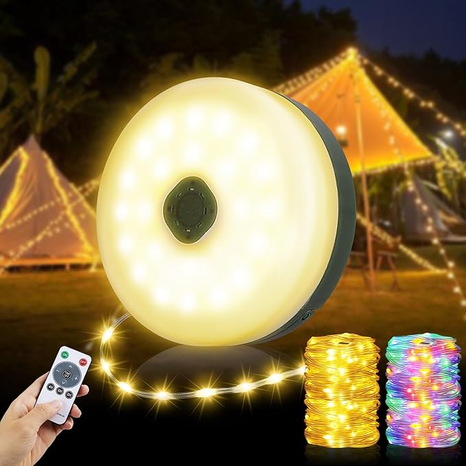 Camping Tent String Lights, 33ft Rechargeable LED