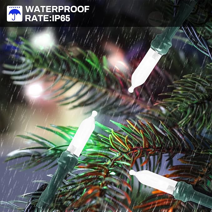 33ft Christmas LED String Lights, Waterproof Timer Lights