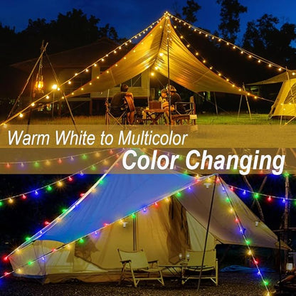 Mocalido 40ft Globe String Lights Battery Operated Outdoor, 80 LEDs Hanging Lights with Remote, Warm White & Multicolor Waterproof for Outside Indoor Camping Tent Decor