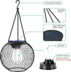 2-Pack Hanging Solar Outdoor Lanterns, Decorative Waterproof LED