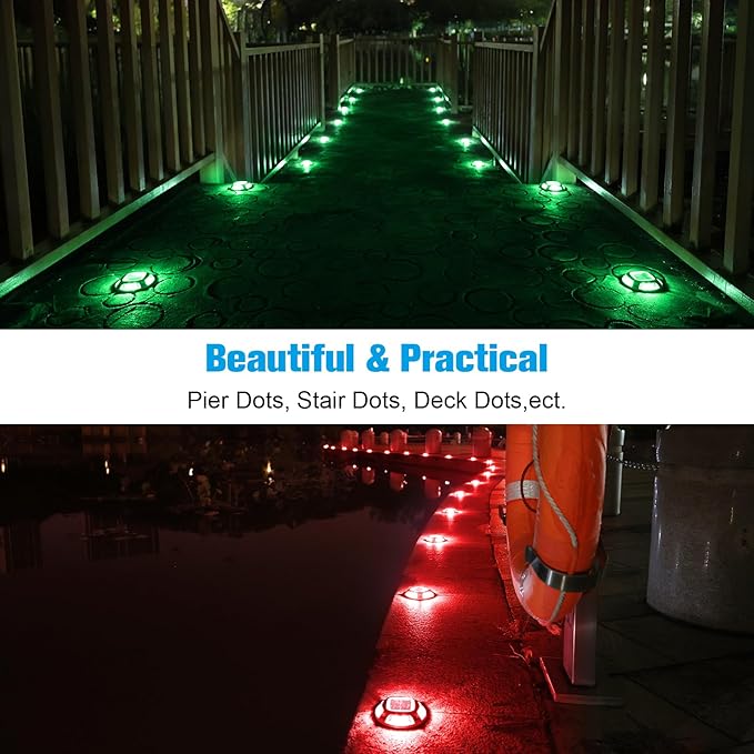 4-Pack Solar Deck Lights, Red Waterproof LED