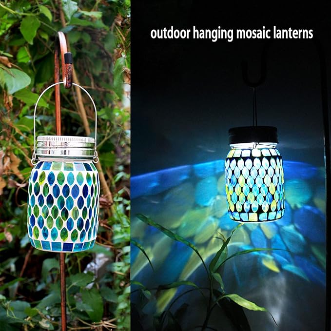 Mosaic Lights Solar Outdoor Hanging Lanterns, Garden Decor Christmas Gifts for Women Mom Grandma Halloween Decor Lights, Outdoor Waterproof Lights, Garden,Patio,Pathway & Yard Décor
