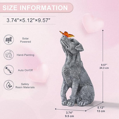 Garden Statue Dog Figurine Decor – Outdoor Decoration with Butterfly for Garden Yard Lawn Home Decor Outside : Mothers Day Memorial Gifts for Women Mom Grandma
