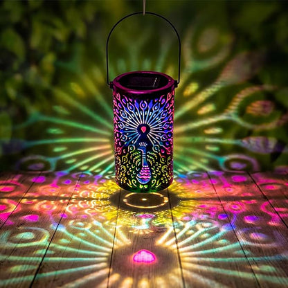 Solar Lanterns Outdoor Waterproof Peacock Decorative Lanterns Birthday Gifts for Women Solar Hanging Lantern for Yard Patio Backyard Porch Decor