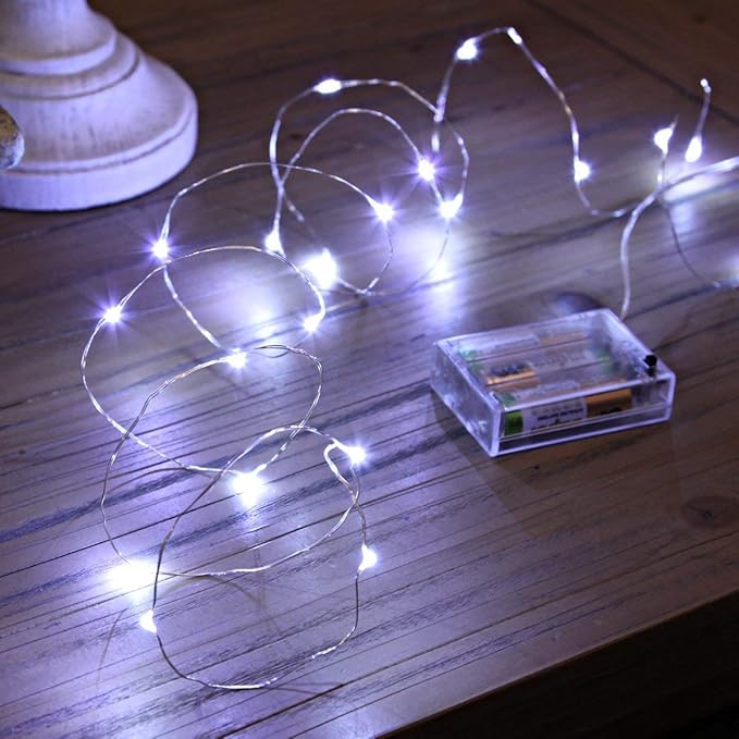 Fairy Lights Battery Operated, 10Feet 30 LED String Lights Indoor Outdoor, Starry Twinkle Light for Wedding Party Christmas Table Decorations, Cold White Bluish（AA Batteries not Included）