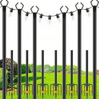 6-Pack Metal String Light Poles, 10ft Deck Stands