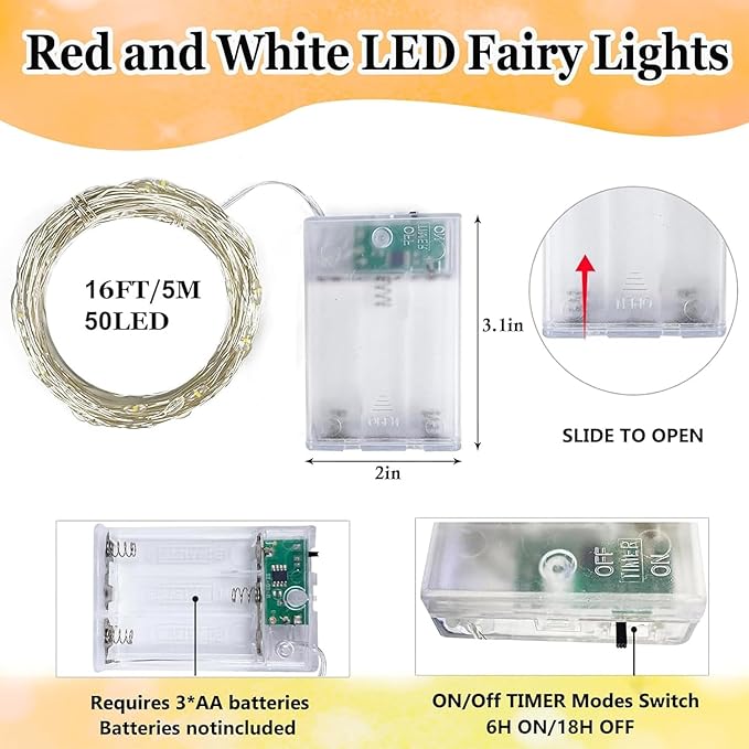 Christmas Backyard String Lights, 16ft 50 LED Waterproof