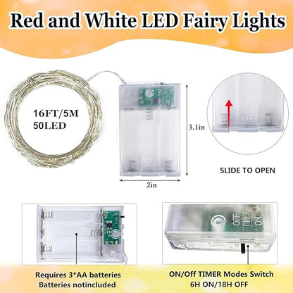 Christmas Backyard String Lights, 16ft 50 LED Waterproof