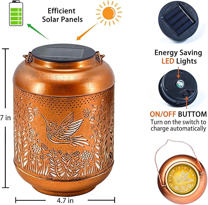Solar Hummingbird Lanterns, Yard Hanging LED Decor
