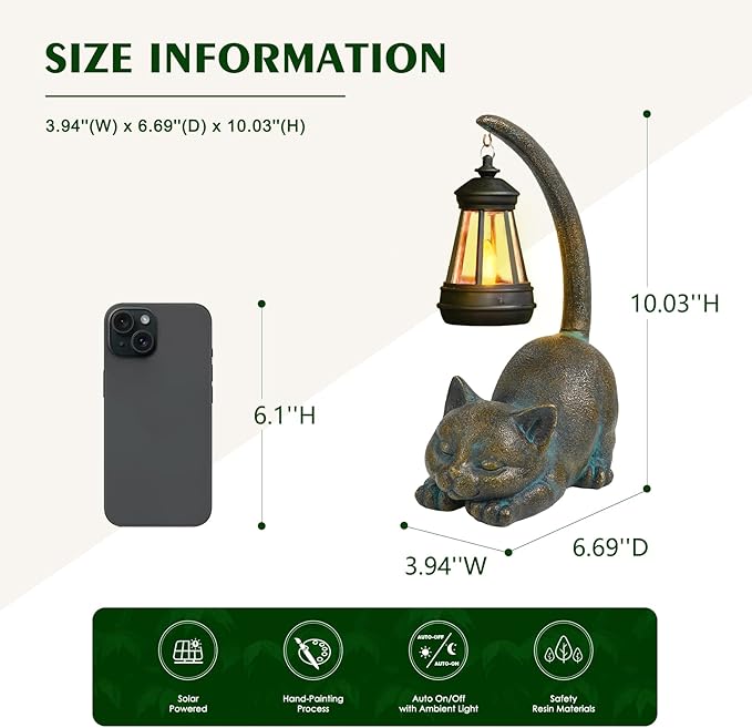 Cat Solar Lawn Figurine Light, Waterproof