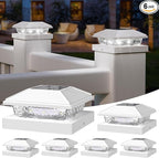 6-Pack Cool White Deck Post Cap Lights, Solar LED