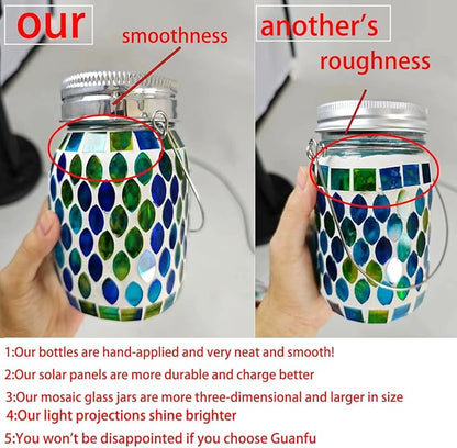 Mosaic Lights Solar Outdoor Hanging Lanterns, Garden Decor Christmas Gifts for Women Mom Grandma Halloween Decor Lights, Outdoor Waterproof Lights, Garden,Patio,Pathway & Yard Décor