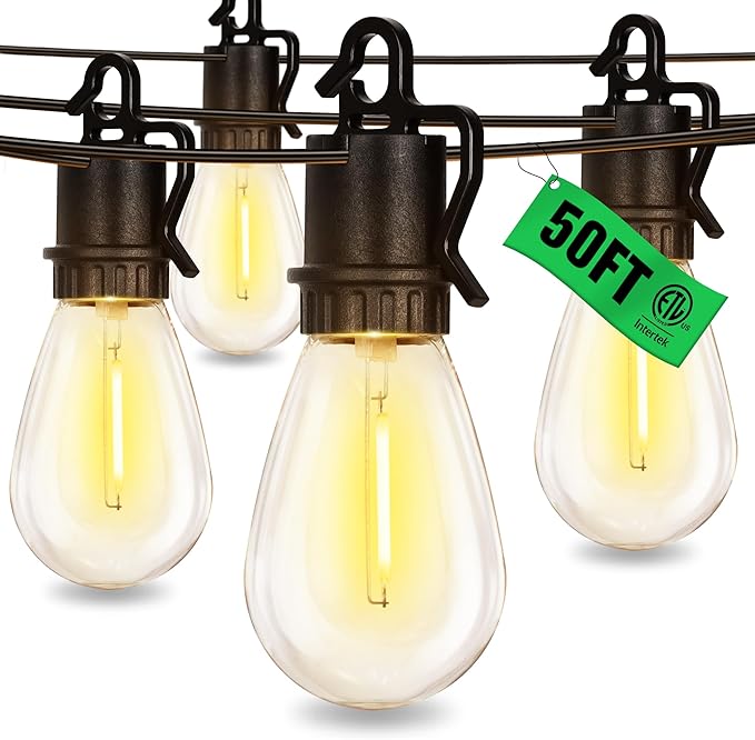 50ft Outdoor Edison String Lights, Weatherproof