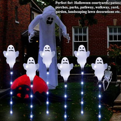 6 Pack Solar Halloween Ghosts Outdoor Decorations, Solar Halloween Lights Outdoor Waterproof, Pathway Lights for Outside Garden Patio Yard Lawn Party Walkway Grave Ghost Decor