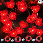 4-Pack Red Patio String Lights, Weatherproof LED
