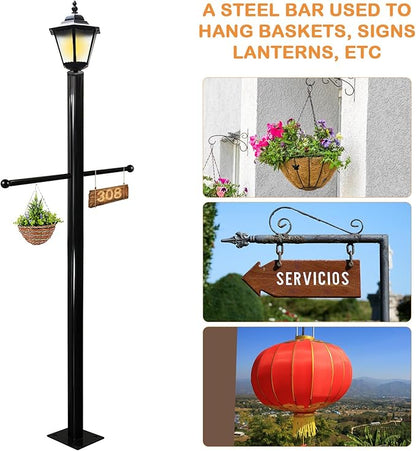 Generic Lamp Post Cross Arm Ladder Frame 16 Inch Steel Outdoor Light Pole Rod Replacement with Ball Ends for Garden and Yard Lamp Posts