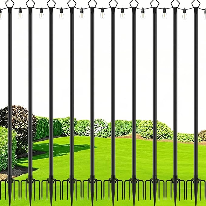 10-Pack 10ft Metal Light Poles for Patio, Heavy-Duty