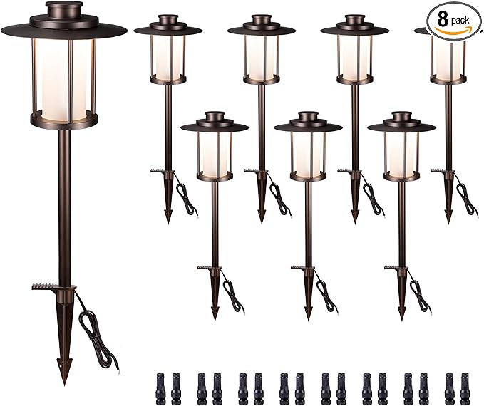 8-Pack Solar Path Lights, Outdoor Walkway LED