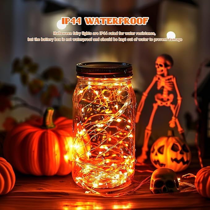 Halloween Fairy Lights 8-Pack, 16ft 50 LED Battery Twinkle Lights