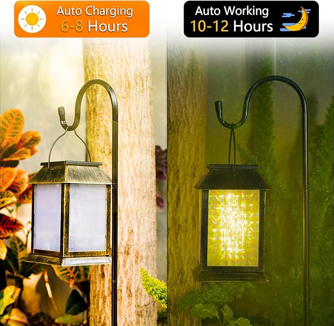 Courtyard Solar Hanging Lanterns 2-Pack, Charming Backyard Decor