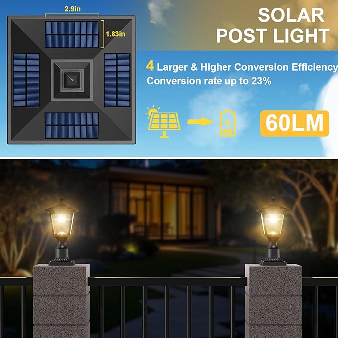 Solar Post Cap Lights for Fence, LED