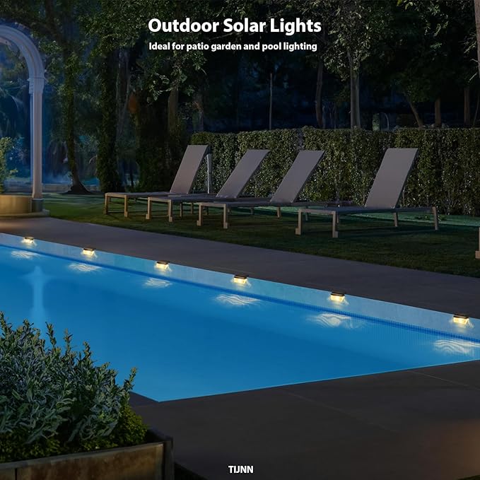 TIJNN Solar Deck Lights, Outdoor Lighting Solar Fence Light Waterproof Backyard Essentials Patio Decor,for Outdoor Stairs, Step, Fence, Yard, Patio- 6 Pack