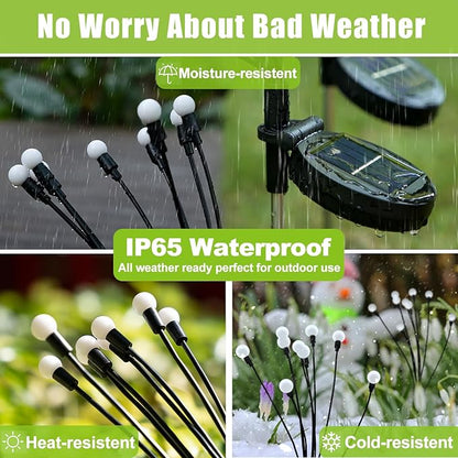 Flumy Solar Garden Lights Outdoor - 8 Pack 64 LED Firefly Lights Waterproof, Garden Decorations for Yard Patio Pathway Lawn Outside, Unique Gifts for Grandma Women, Solar Decor Warm White
