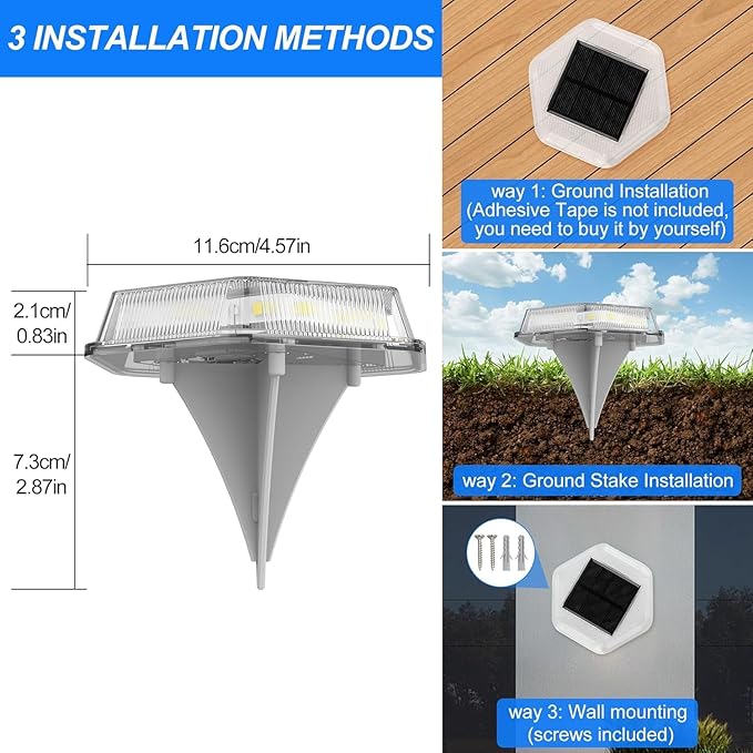 Solar Deck Lights Dock Step Lights-12 Packs Waterproof 1200mAh Auto ON/Off LED Solor Powered Stair Lighting for Outdoor Garden, Patio, Pathway, Walkway, Driveway (Warm White)
