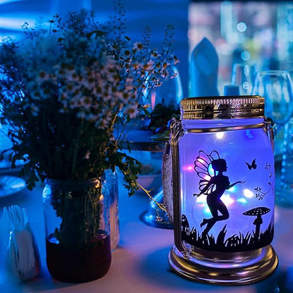 ANGMLN 4 Pack Solar Fairy Lantern Mason Jar Light- Gifts for Women Mom Grandma, Hanging Lantern with Stake for Yard Garden Patio Lawn Decor