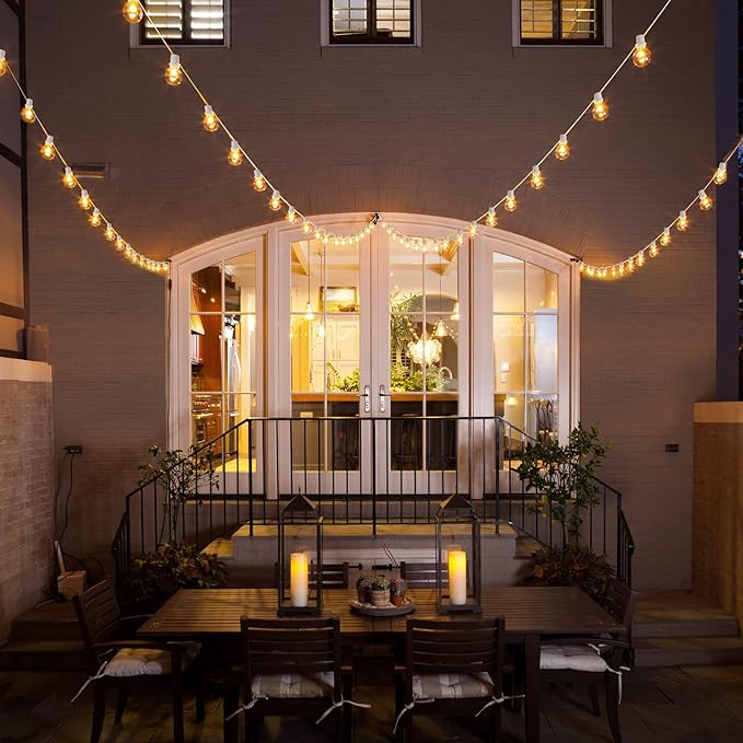 48ft White Outdoor Edison String Lights, Weatherproof