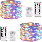 2-Pack 200 LED Christmas Twinkle Lights, 66ft Waterproof for Patio