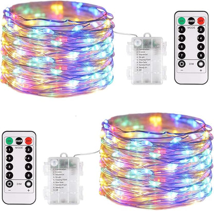 2-Pack 200 LED Christmas Twinkle Lights, 66ft Waterproof for Patio