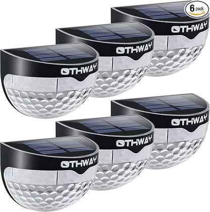 OTHWAY Solar Fence Post Lights Wall Mount Decorative Deck Lighting (Black, 6 Packs)