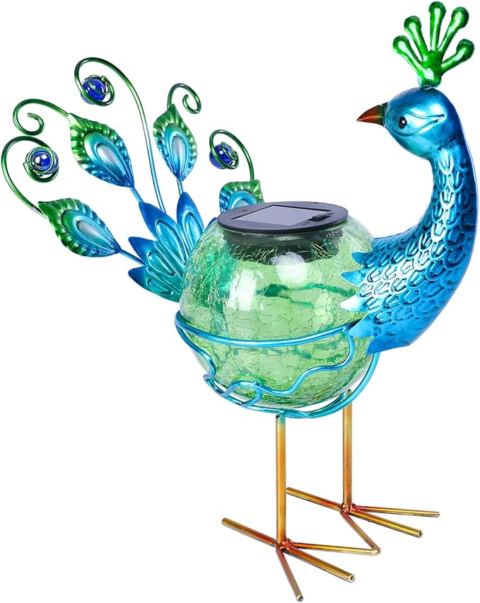 Peacock Solar Lanterns, Waterproof LED Garden Lights
