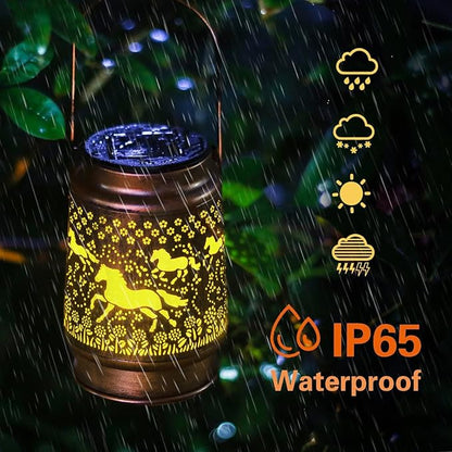 KIKUSUI Horse Lover Gifts Solar Lanterns Outdoor Decor, Gifts for Mom Women Dad Men, Metal Decorative LED Lanterns for Yard, Patio, Lawn, Tabletop, Pathway, Landscape, Garden Decor