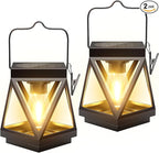 2-Pack Charming Garden Solar Lanterns for Backyard, Waterproof LED