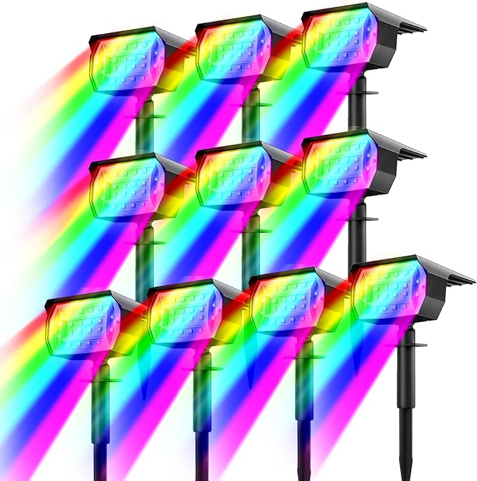 10-Pack Solar Spotlights, Waterproof Garden LED