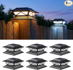 Solar Post Cap Lights 6-Pack, Waterproof LED