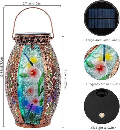 VEWOGARDEN Solar Lanterns Outdoor Waterproof Hanging Decorative Dragonfly Solar Lights for Patio Porch Garden Table Decor