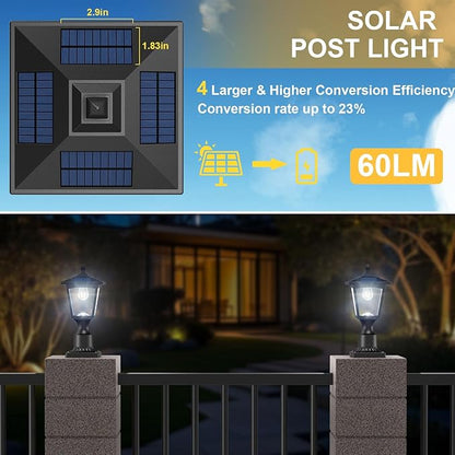 Greluna Solar Lamp Post Lights Outdoor, 6000K Dusk to Dawn Waterproof Post Lights with Pier Mount Base, Decorative Solar Lamp for Garden, Yard, Landscape, Pole, Pillar (Cool White)
