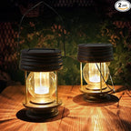 Courtyard Solar Lantern Set 2-Pack, Rustic Outdoor Lighting