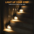 4-Pack Warm White Stair Solar Lights, Waterproof LED